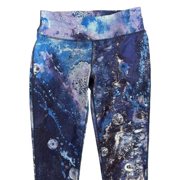 Sweaty All Day 7/8 Workout Leggings Blue Marlin Moon Print Galaxy Swirl Size S - Picture 4 of 12